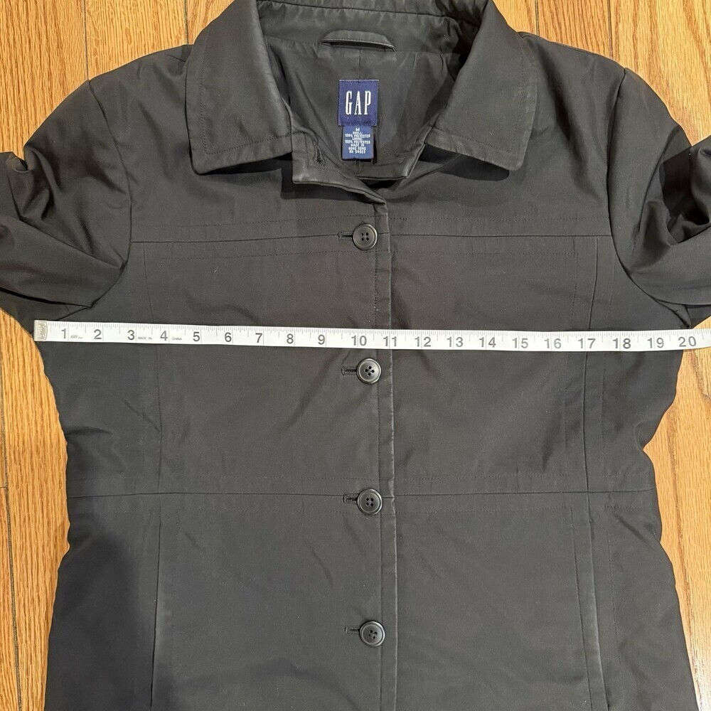 Women’s GAP Black Coat Jacket Medium Button Front Lightweight Classic Fit - Picture 6 of 9